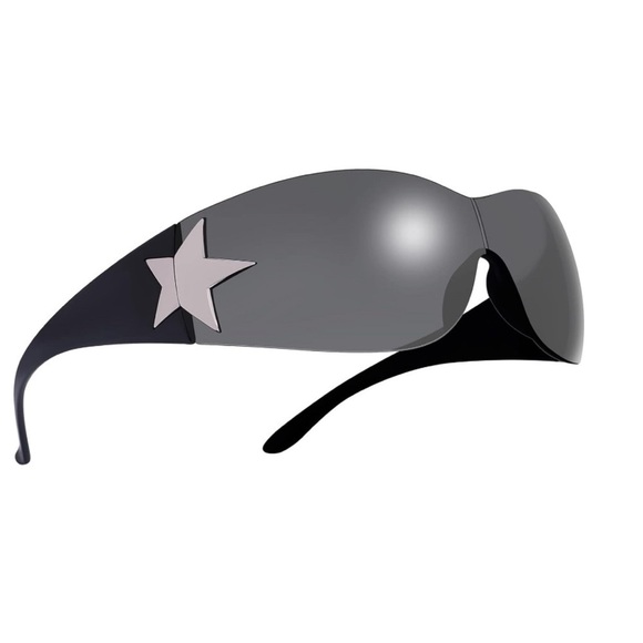 Rimless Y2K Sunglasses for Women Men,Trendy Shield Wrap Around Oversized Glasses main image 7
